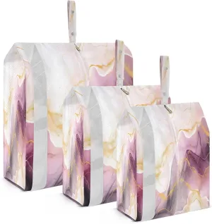 Watercolor Pink Gold Marble Compression Packing Cubes for Travel Packing Organizers Large Luggage Organizers Bags for Women Men Travel Luggage