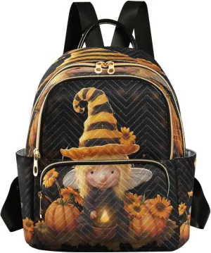 Watercolor Sunflowers Cartoon Gnome Mini Backpack for Women Small Backpack Purse for Girls Quilted Daypack for Daily Work Travel Shoulder Purses Bags Laptop Fashion Back Pack for Teens College Bookbag