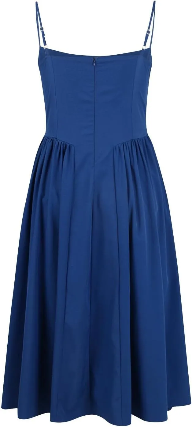 Wedding Guest Dresses for Women Elegant Spaghetti Strap Midi Dress Flowy Pleated Hem Low Cut Prom Dresses
