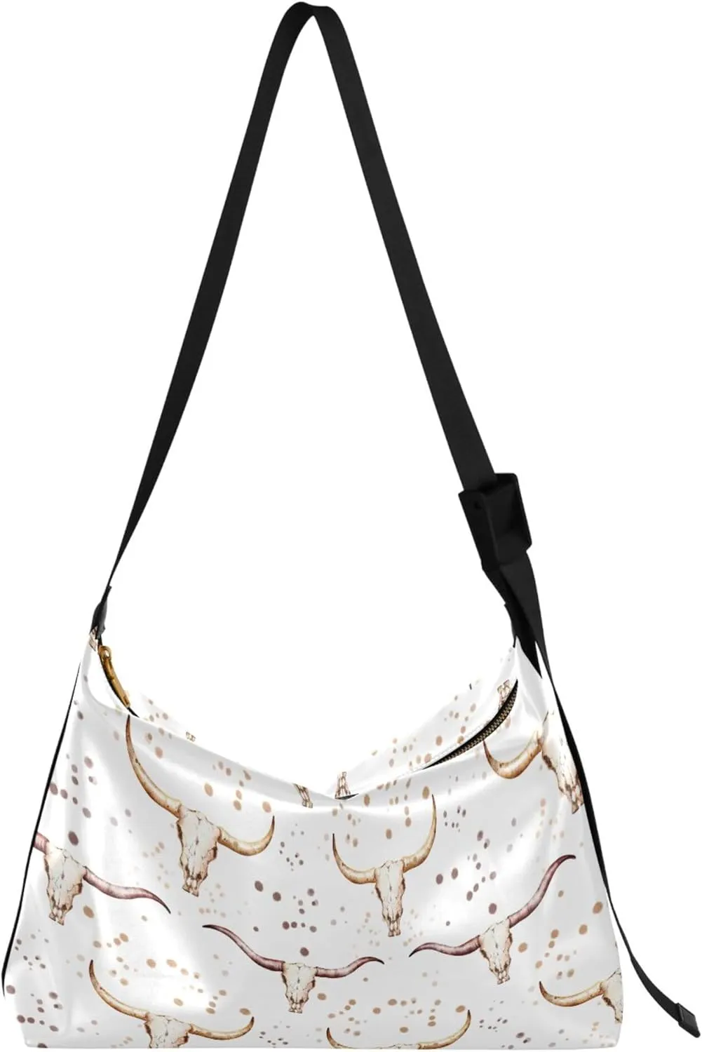 Western Cowboy Country White Soft Leather Hobo Bags for Women Leather Purse Men Animal Print Shoulder Bag Purse