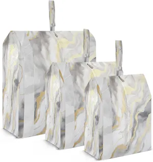 White Gold Marble Texture Compression Packing Cubes Luggage Organizer Bags for Travel Suitcase Organizer for Carry on Suitcases