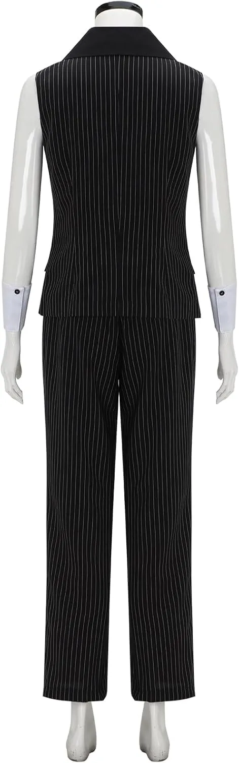 Women 1920s Gangster Costume Vest Pants Hat Pinstripe Suit Roaring 20s Mobster Halloween Cosplay Outfit