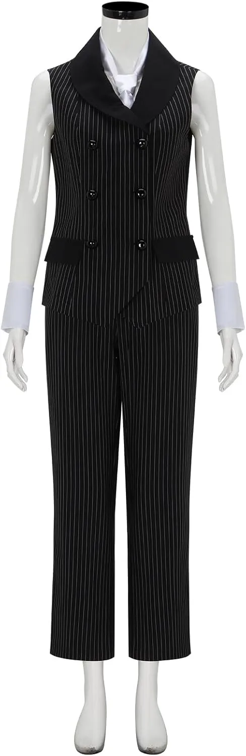 Women 1920s Gangster Costume Vest Pants Hat Pinstripe Suit Roaring 20s Mobster Halloween Cosplay Outfit
