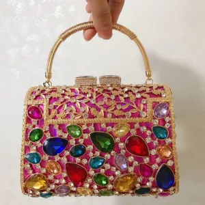 Women Colorful Evening Bags Clutch Bags Crystal Party Wedding Clutch Purse Lady Prom Handbag Lady Handbags