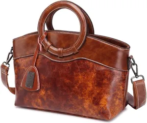 Women Handbags Purse Oil Wax Leather Top Handle Handbag Ladies Tote Bag Satchel Vintage Shoulder Crossbody Bag