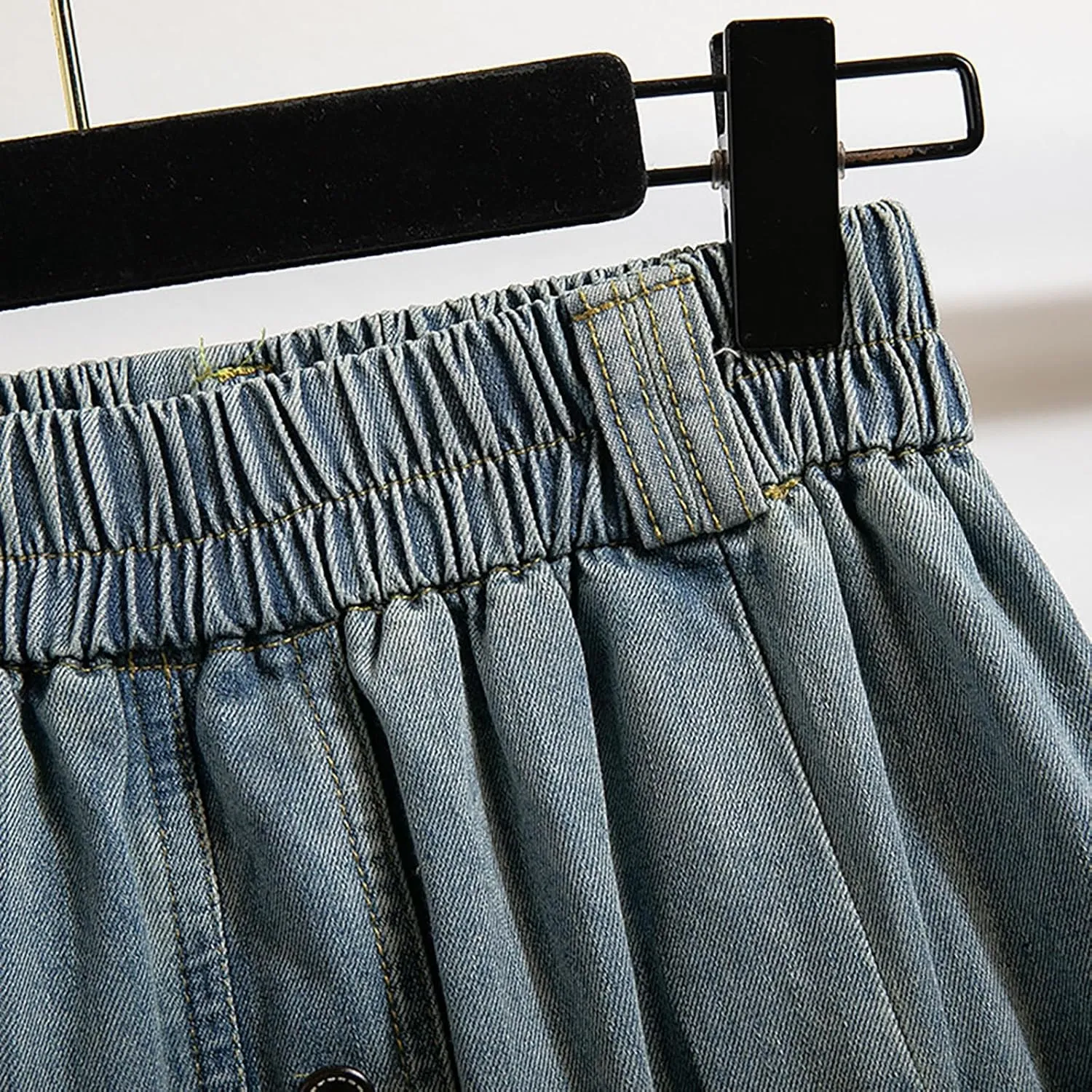 Women Vintage Denim Maxi Skirt Frayed Raw Hem High Waist A-Line Long Jean Skirt 2025 Summer Streetwear with Pockets