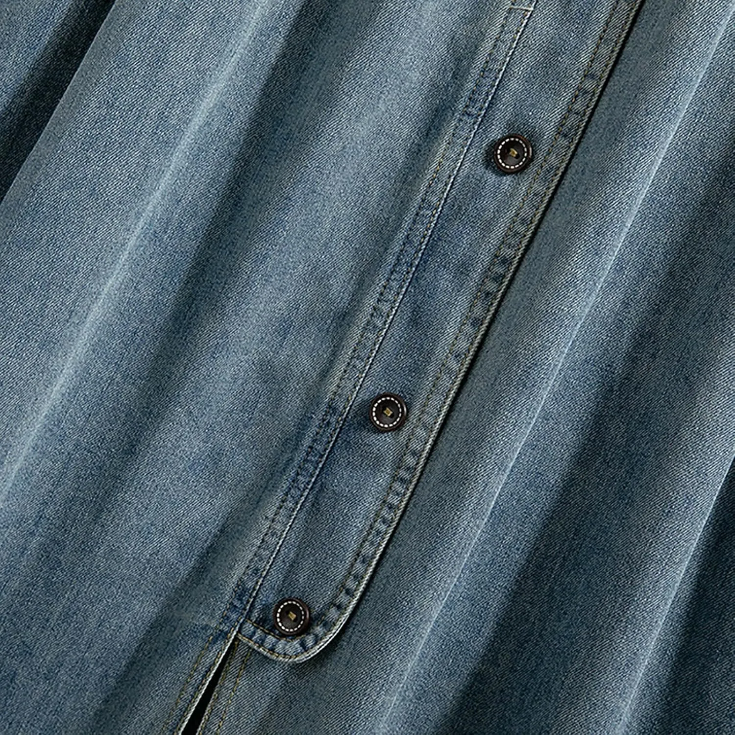 Women Vintage Denim Maxi Skirt Frayed Raw Hem High Waist A-Line Long Jean Skirt 2025 Summer Streetwear with Pockets