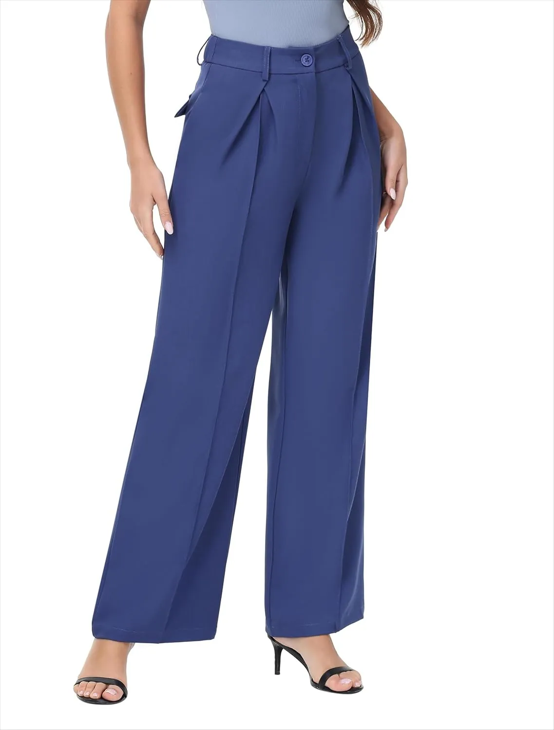 Women Wide Leg High Waisted Flowy Dress Pants Workout Casual Trousers
