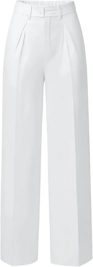 Women Wide Leg High Waisted Flowy Dress Pants Workout Casual Trousers