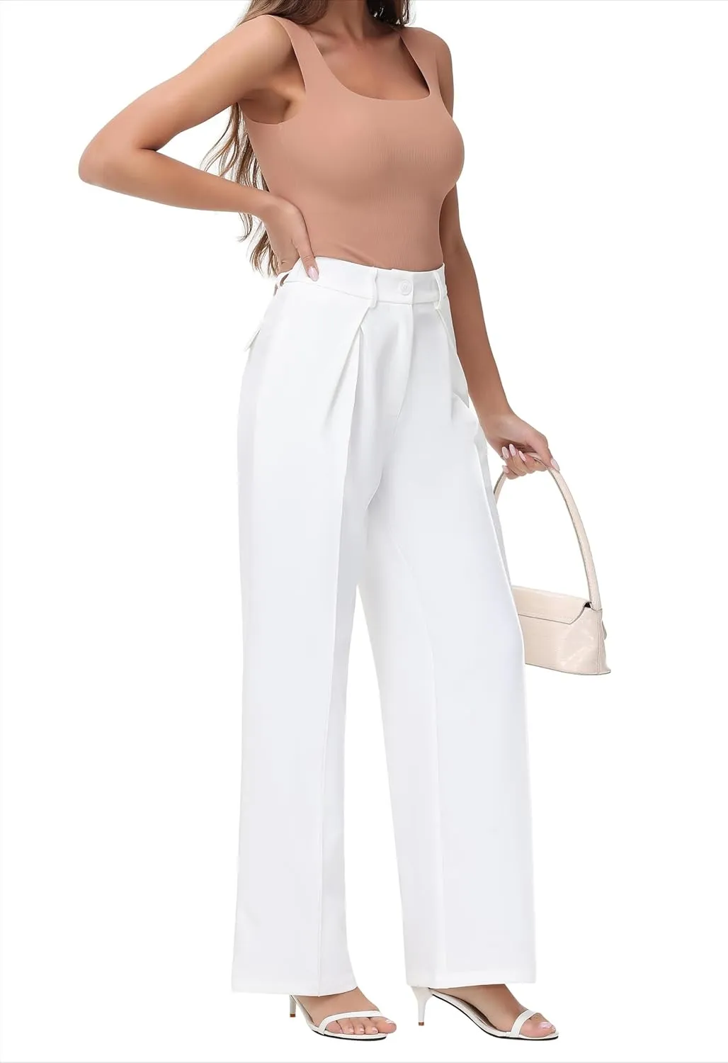 Women Wide Leg High Waisted Flowy Dress Pants Workout Casual Trousers