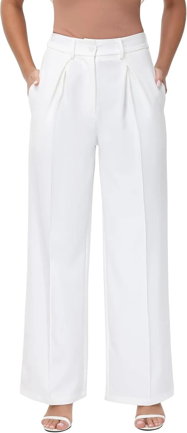 Women Wide Leg High Waisted Flowy Dress Pants Workout Casual Trousers