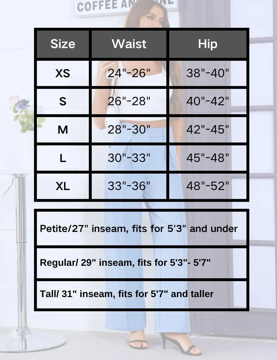 Women Wide Leg High Waisted Flowy Dress Pants Workout Casual Trousers