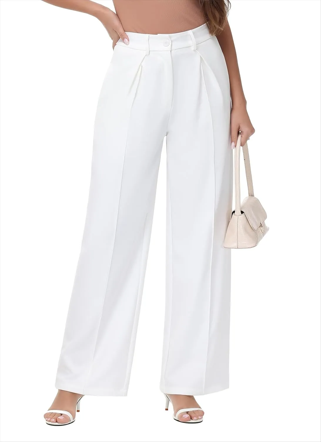 Women Wide Leg High Waisted Flowy Dress Pants Workout Casual Trousers