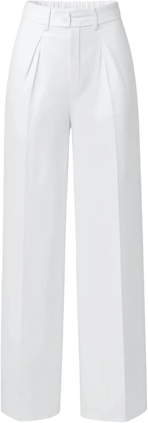 Women Wide Leg High Waisted Flowy Dress Pants Workout Casual Trousers