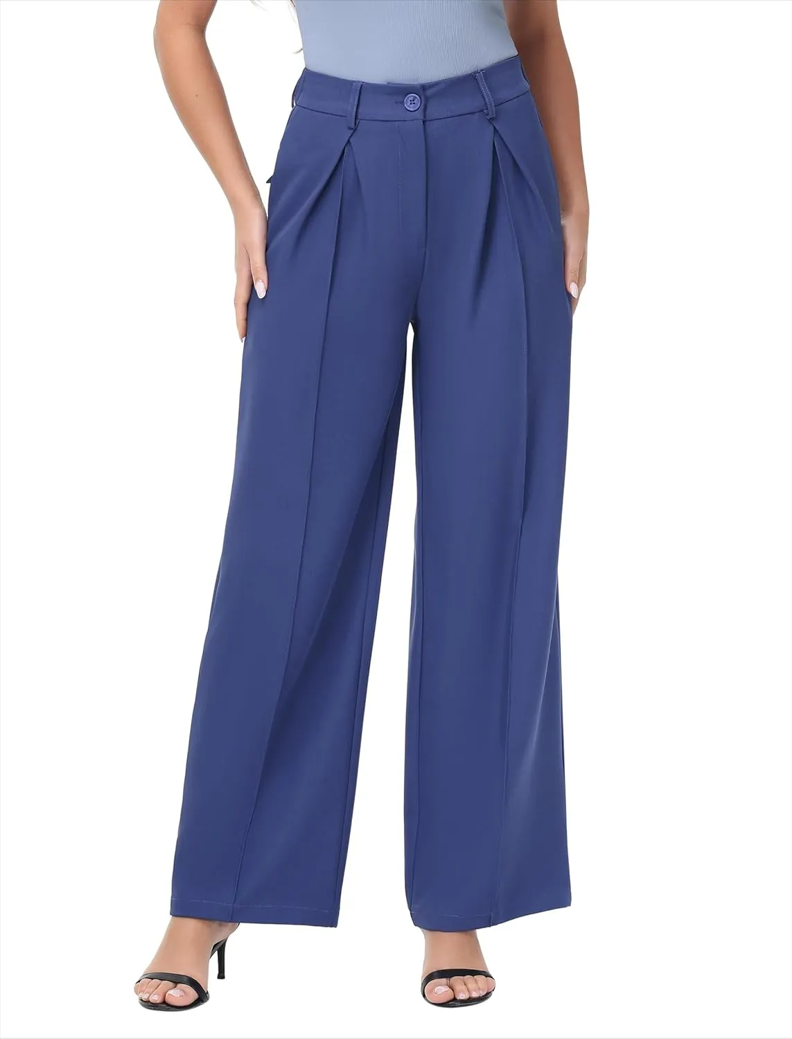 Women Wide Leg High Waisted Flowy Dress Pants Workout Casual Trousers