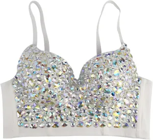 Women's Camisoles Performance Costumes Hand-sewn AB Colored Diamond Tube Tops Sequin Belly Dancing Suspenders Tanks