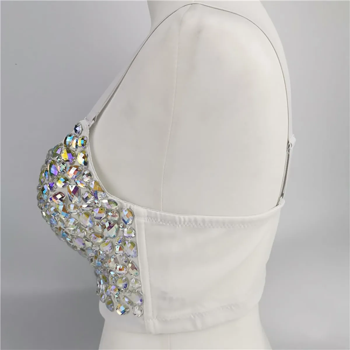 Women's Camisoles Performance Costumes Hand-sewn AB Colored Diamond Tube Tops Sequin Belly Dancing Suspenders Tanks