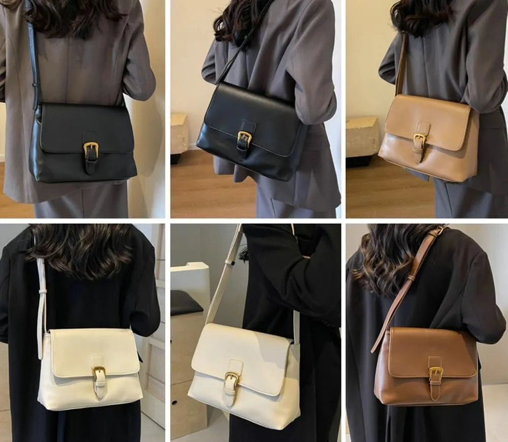 Womens Crossbody Bag With Strap Envelope Clutch Handbag PU Leather Shoulder Hobo Bag Saddle Purse Tote Bag