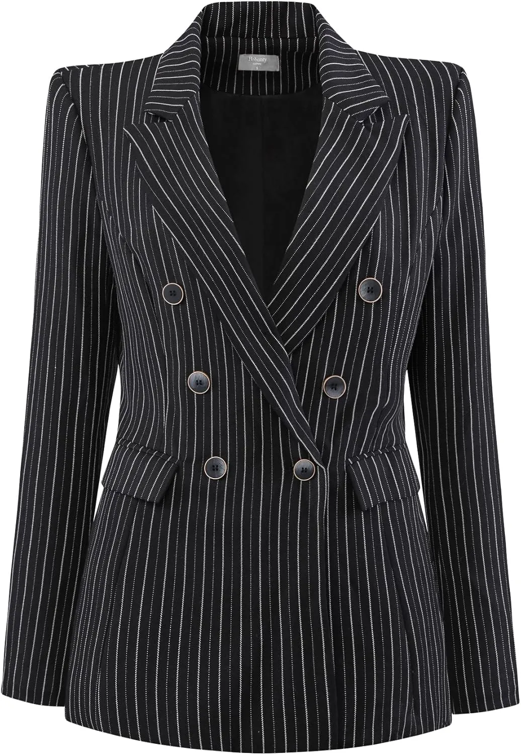 Women's Double Breasted Blazer Vintage Pinstripe Striped Suit