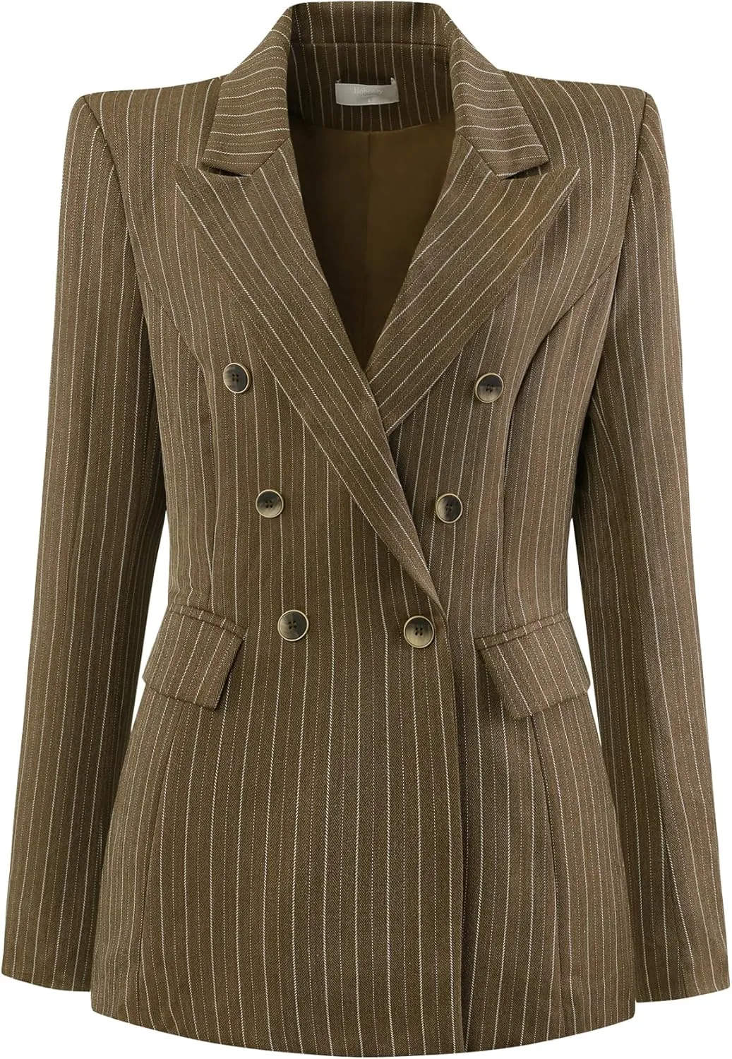 Women's Double Breasted Blazer Vintage Pinstripe Striped Suit