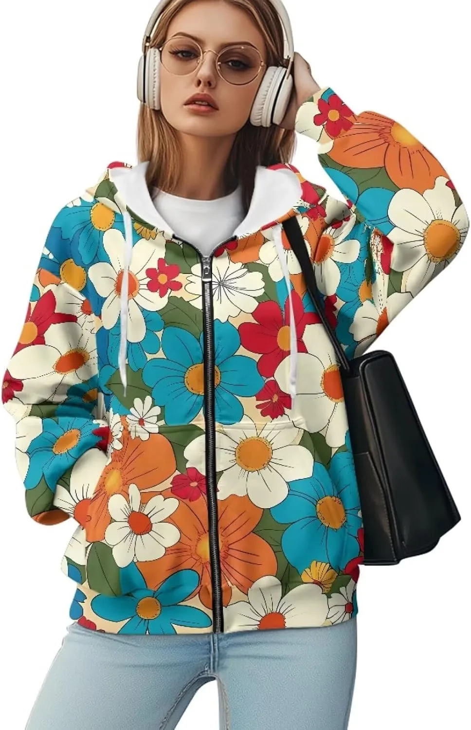 Women's Full Zip Up Hoodie with Pockets Oversized Sweatshirts Long Sleeve Fashion Clothes Jacket