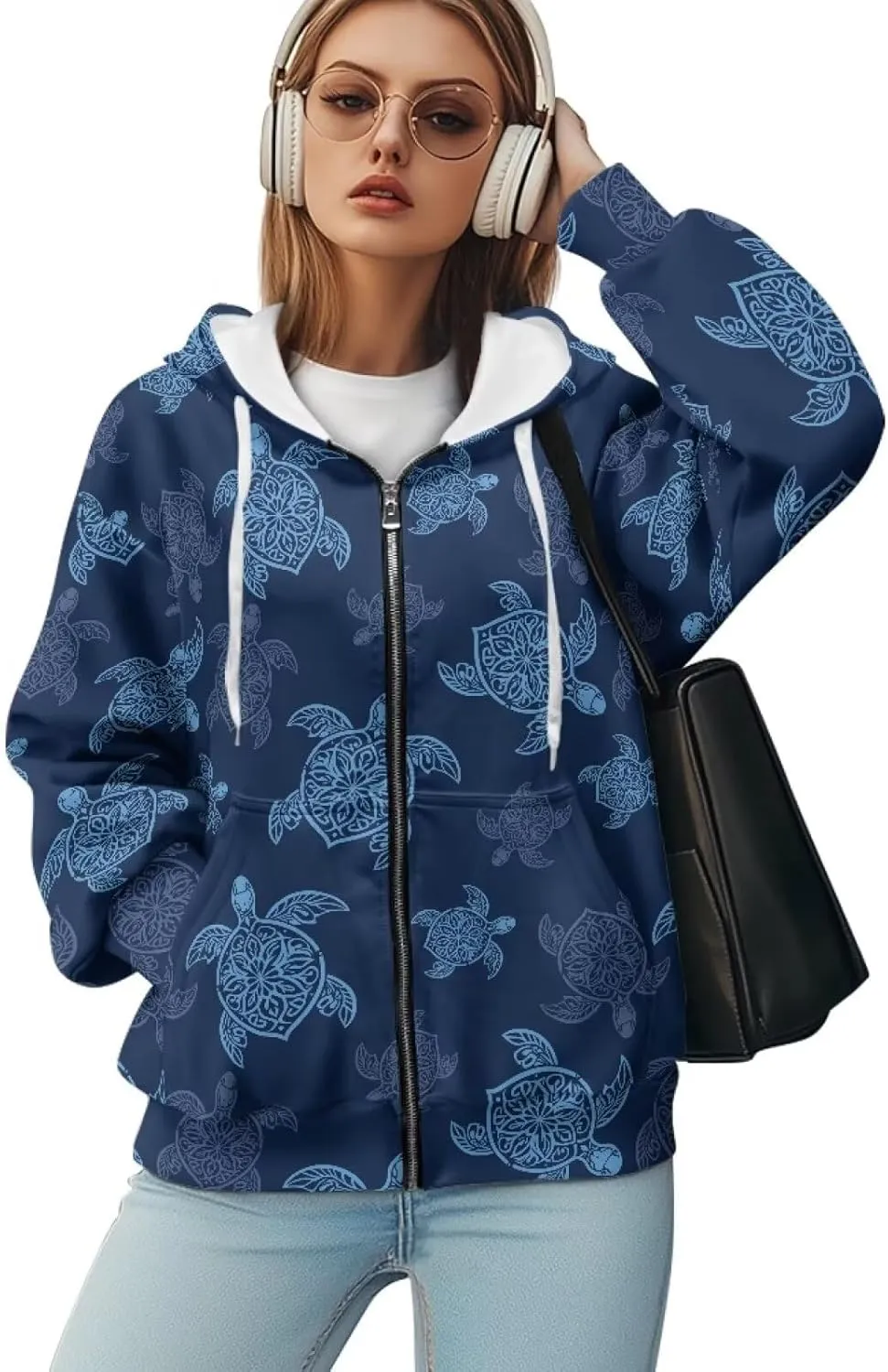 Women's Full Zip Up Hoodie with Pockets Oversized Sweatshirts Long Sleeve Fashion Clothes Jacket