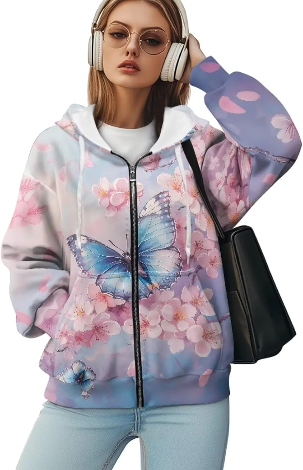 Women's Full Zip Up Hoodie with Pockets Oversized Sweatshirts Long Sleeve Fashion Clothes Jacket