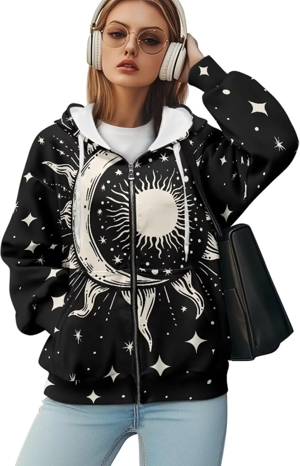 Women's Full Zip Up Hoodie with Pockets Oversized Sweatshirts Long Sleeve Fashion Clothes Jacket