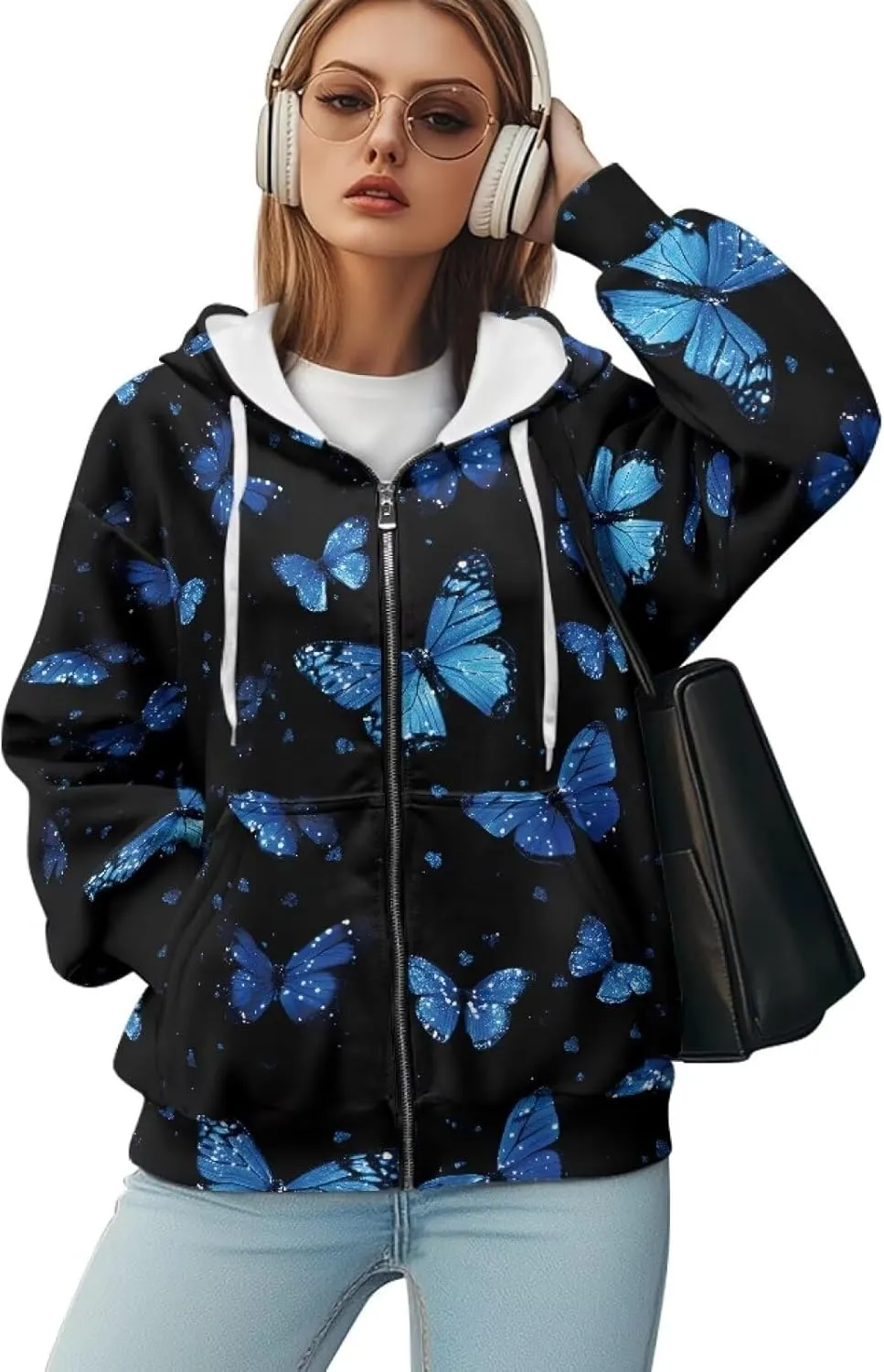 Women's Full Zip Up Hoodie with Pockets Oversized Sweatshirts Long Sleeve Fashion Clothes Jacket