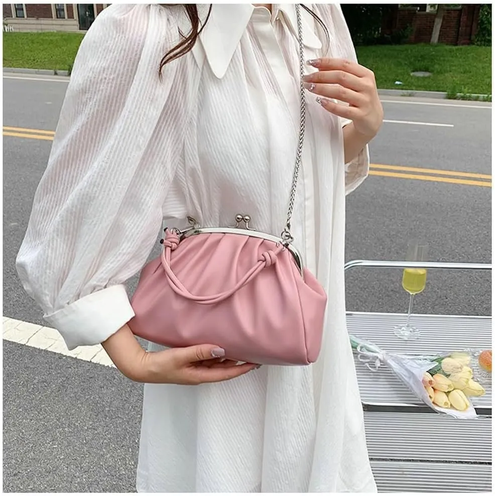 Women's Kiss Lock Crossbody Bag Kiss Clasp Purse PU Leather Crossbody Shoulder Bags Hobo Tote Purses Wallet Handbags 2025