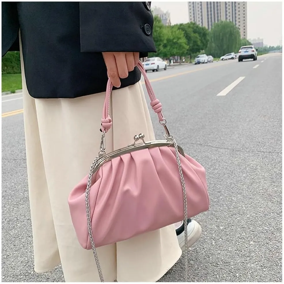 Women's Kiss Lock Crossbody Bag Kiss Clasp Purse PU Leather Crossbody Shoulder Bags Hobo Tote Purses Wallet Handbags 2025