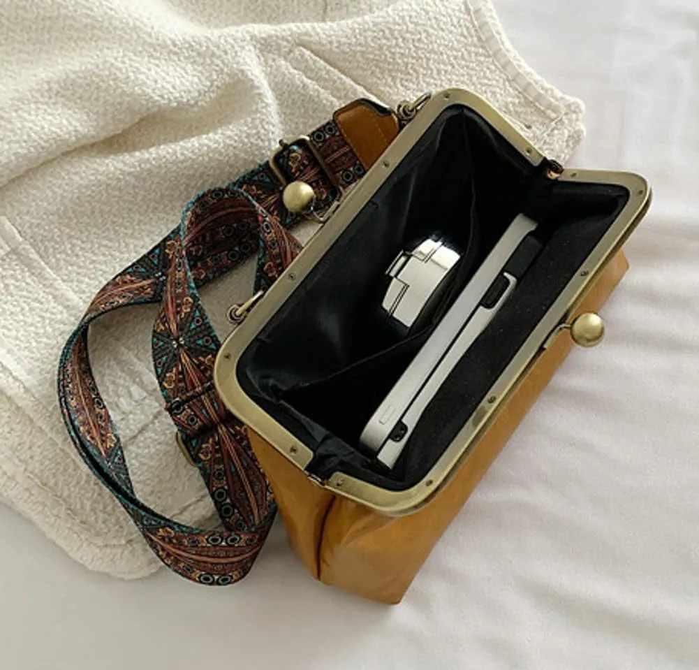 Women's Kiss Lock Crossbody Bag PU Leather Bags Handbags Kiss Clasp Crossbody Shoulder Purse Hobo Tote Purses Wallet