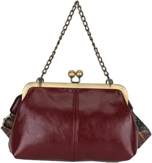 Women's Kiss Lock Crossbody Bag PU Leather Bags Handbags Kiss Clasp Crossbody Shoulder Purse Hobo Tote Purses Wallet