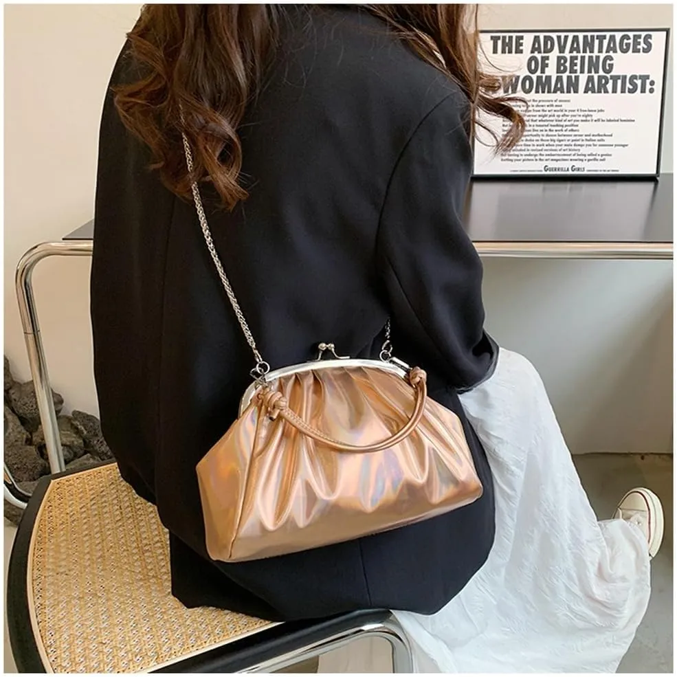 Women's Kiss Lock Crossbody Bag PU Leather Kiss Clasp Purse Crossbody Shoulder Bags Hobo Tote Purses Wallet Handbags
