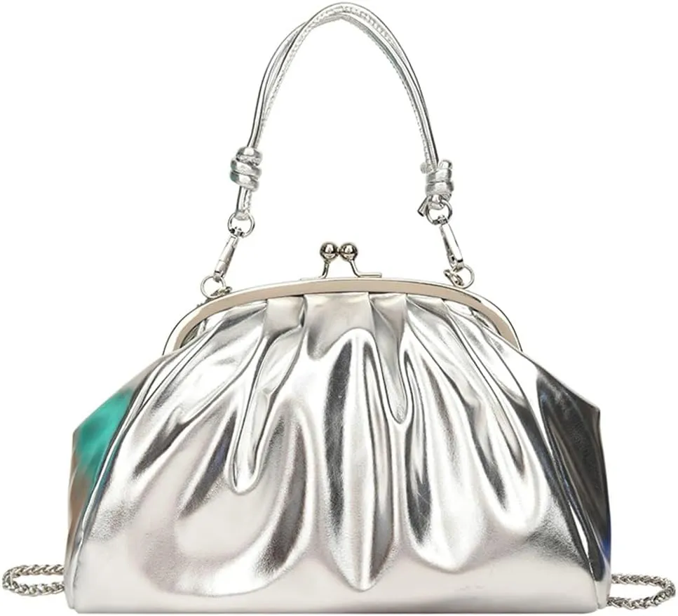 Women's Kiss Lock Crossbody Bag PU Leather Kiss Clasp Purse Crossbody Shoulder Bags Hobo Tote Purses Wallet Handbags
