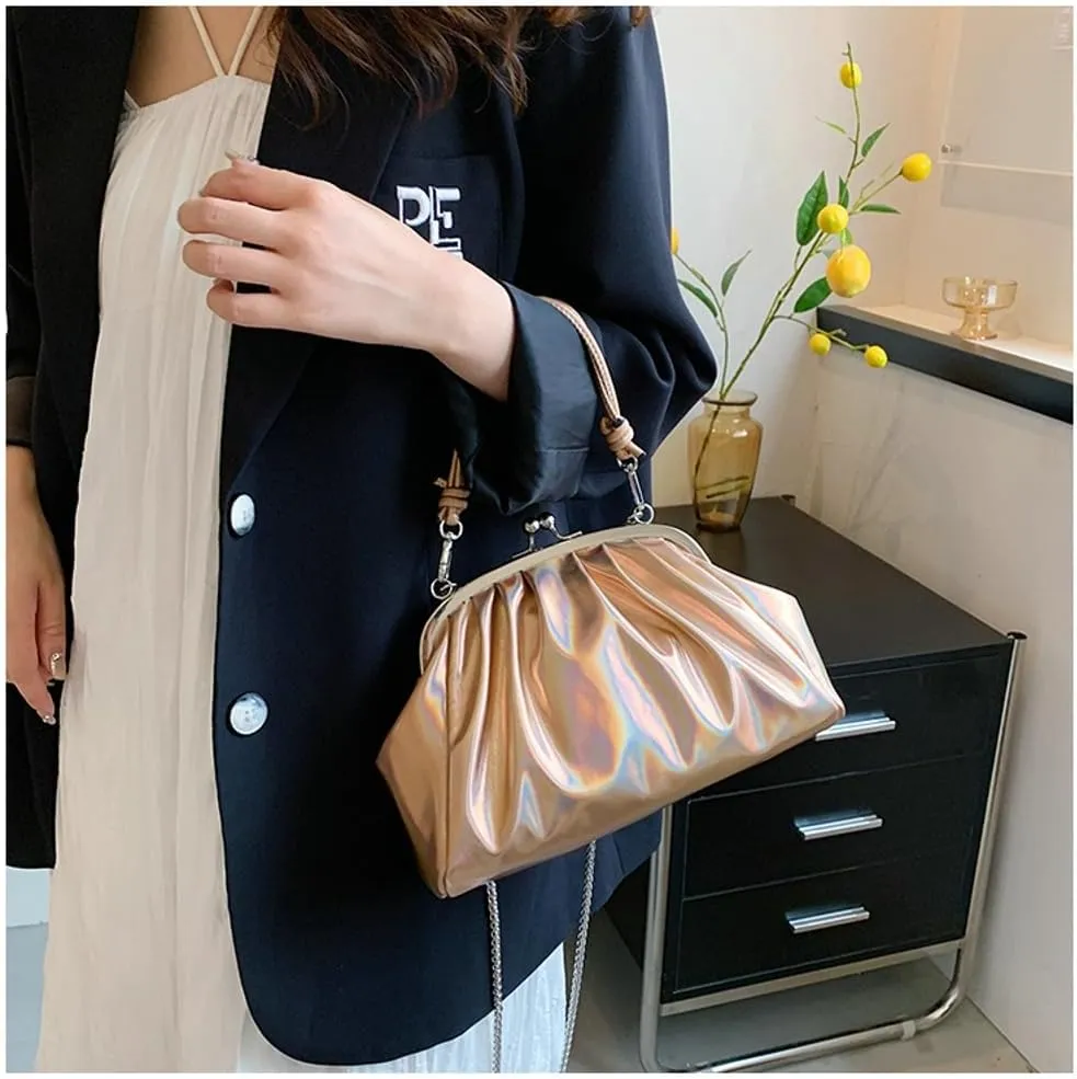 Women's Kiss Lock Crossbody Bag PU Leather Kiss Clasp Purse Crossbody Shoulder Bags Hobo Tote Purses Wallet Handbags