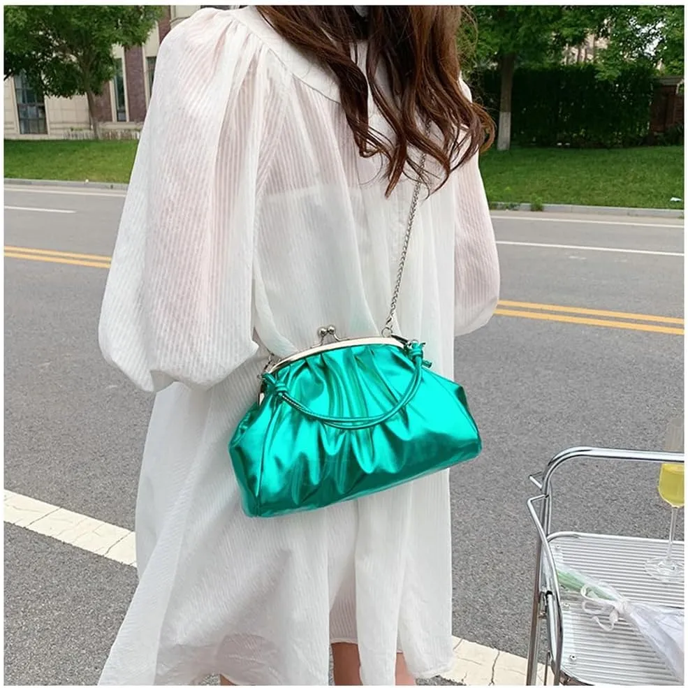 Women's Kiss Lock Crossbody Bag PU Leather Kiss Clasp Purse Crossbody Shoulder Bags Hobo Tote Purses Wallet Handbags