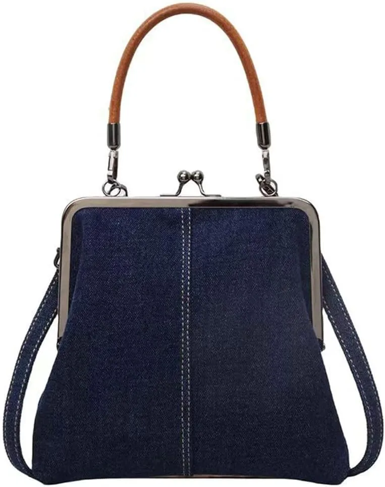 Women's Kiss Lock Crossbody Bag PU Leather Kiss Clasp Purse Crossbody Shoulder Bags Hobo Tote Purses Wallet Handbags