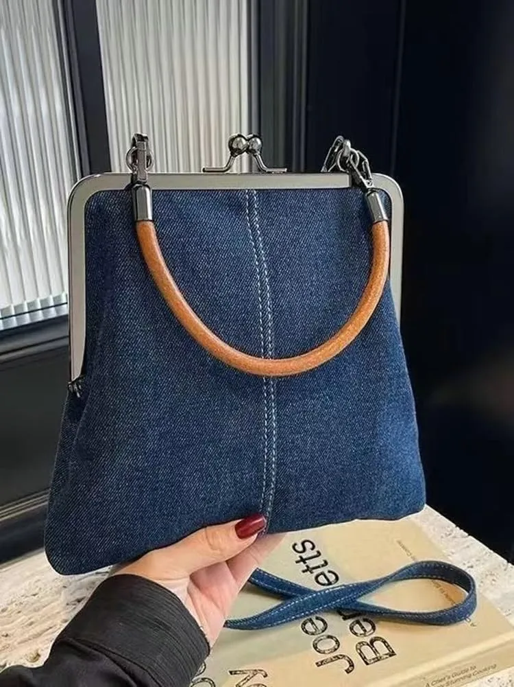 Women's Kiss Lock Crossbody Bag PU Leather Kiss Clasp Purse Crossbody Shoulder Bags Hobo Tote Purses Wallet Handbags