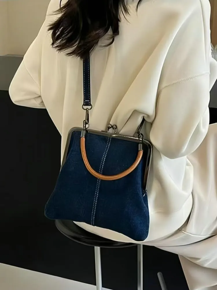 Women's Kiss Lock Crossbody Bag PU Leather Kiss Clasp Purse Crossbody Shoulder Bags Hobo Tote Purses Wallet Handbags