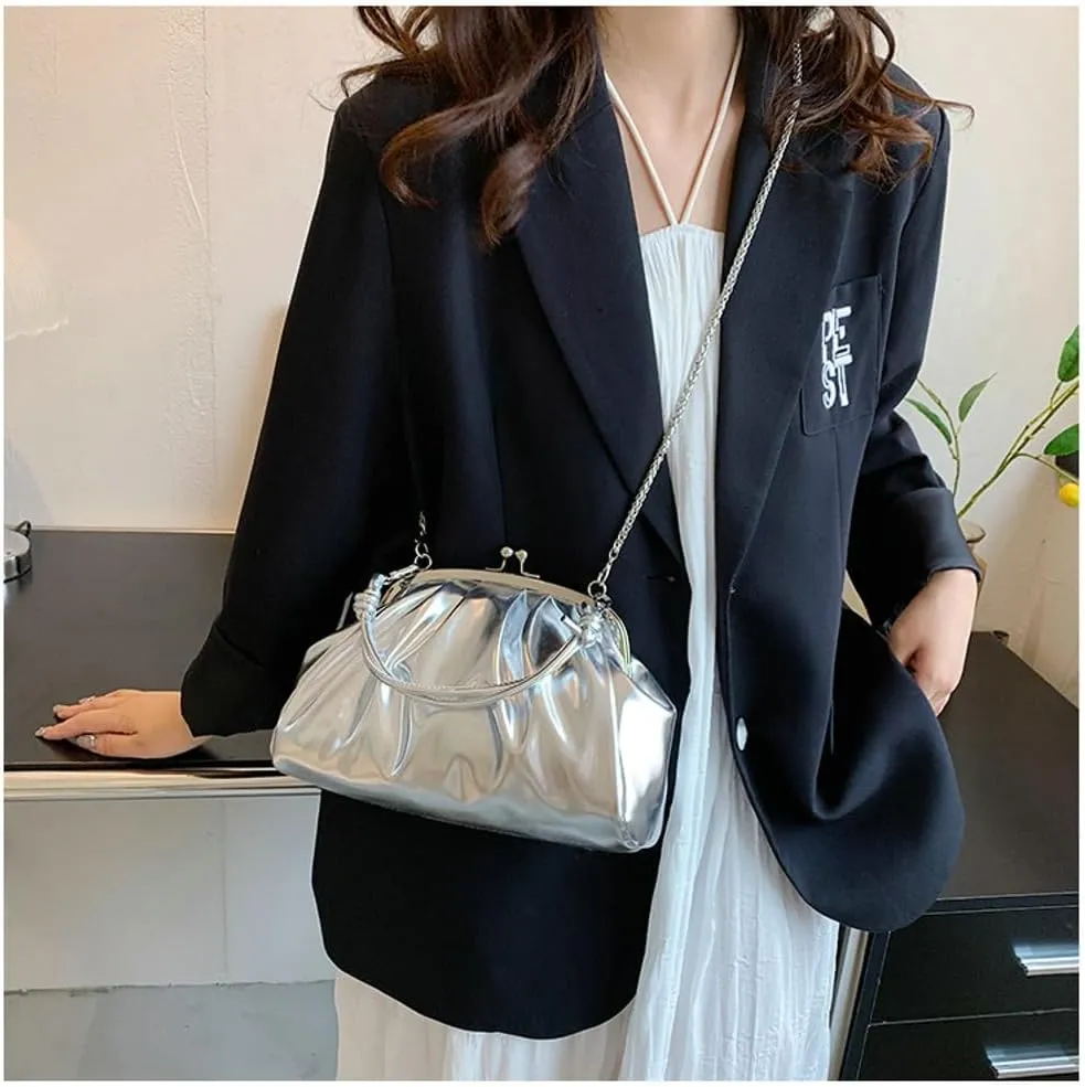 Women's Kiss Lock Crossbody Bag PU Leather Kiss Clasp Purse Crossbody Shoulder Bags Hobo Tote Purses Wallet Handbags