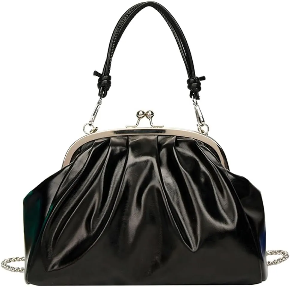 Women's Kiss Lock Crossbody Bag PU Leather Kiss Clasp Purse Crossbody Shoulder Bags Hobo Tote Purses Wallet Handbags