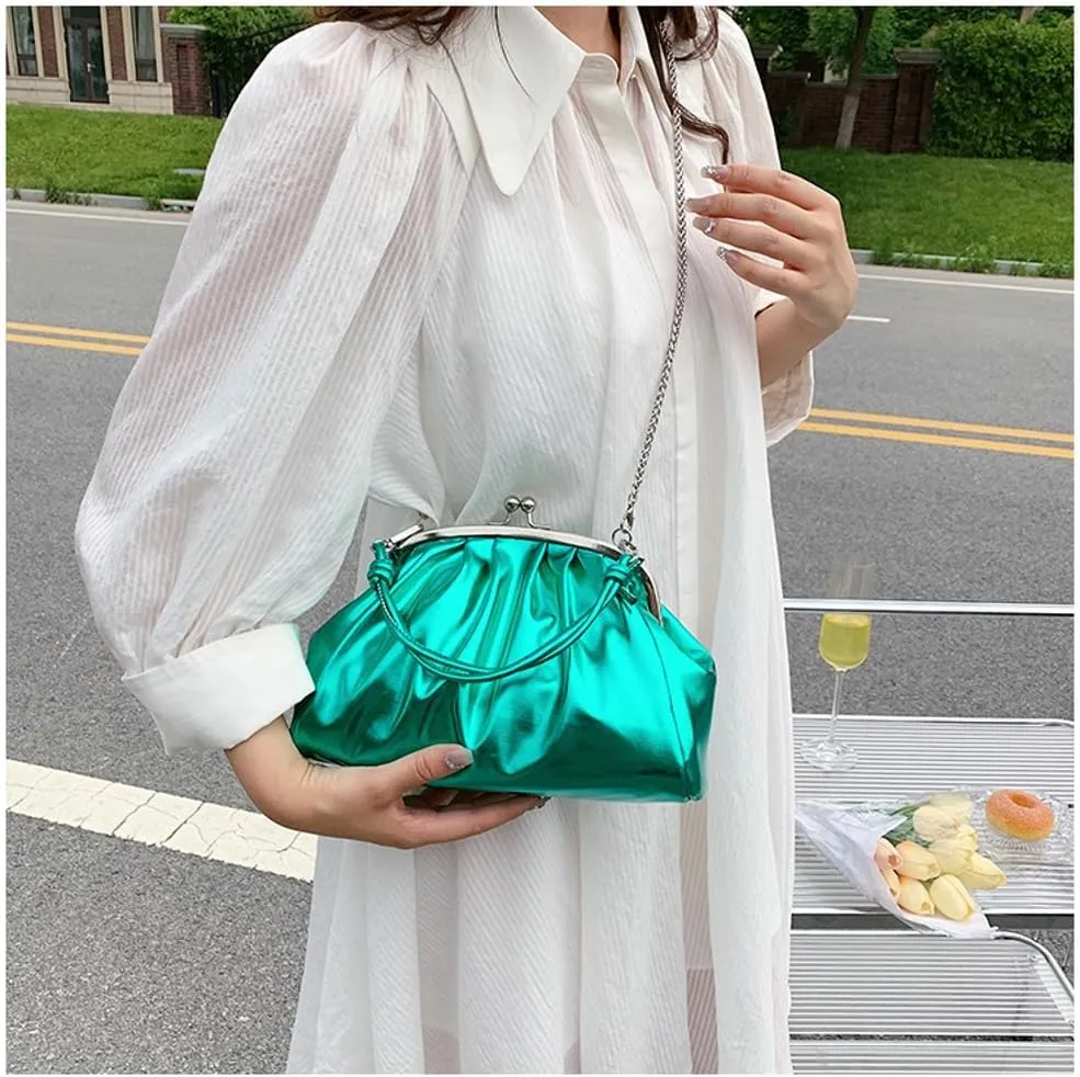 Women's Kiss Lock Crossbody Bag PU Leather Kiss Clasp Purse Crossbody Shoulder Bags Hobo Tote Purses Wallet Handbags