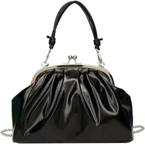 Women's Kiss Lock Crossbody Bag PU Leather Kiss Clasp Purse Crossbody Shoulder Bags Hobo Tote Purses Wallet Handbags