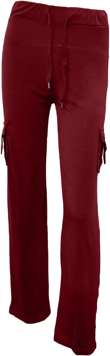 Womens Plus Size Cargo Yoga Pants Dressy Casual Loose Comfy Wide Leg Lounge Trousers High Waist Bootcut Yoga Leggings