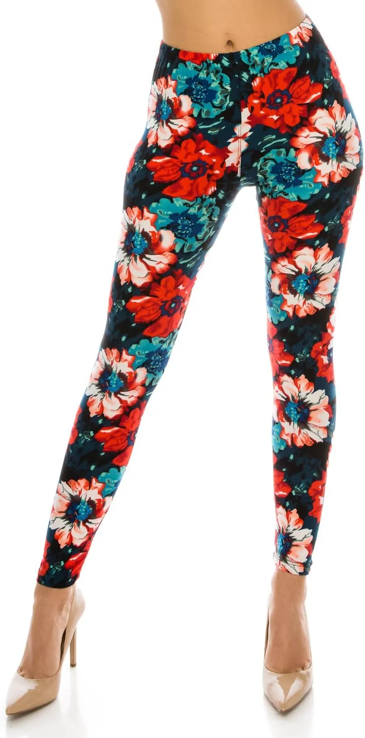 Women's Printed Fashion Leggings Ultra Soft Solid & Patterned - Regular/Plus Sizes