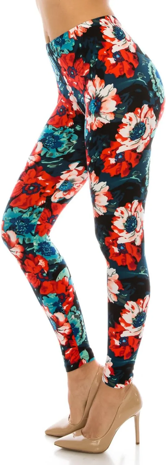 Women's Printed Fashion Leggings Ultra Soft Solid & Patterned - Regular/Plus Sizes