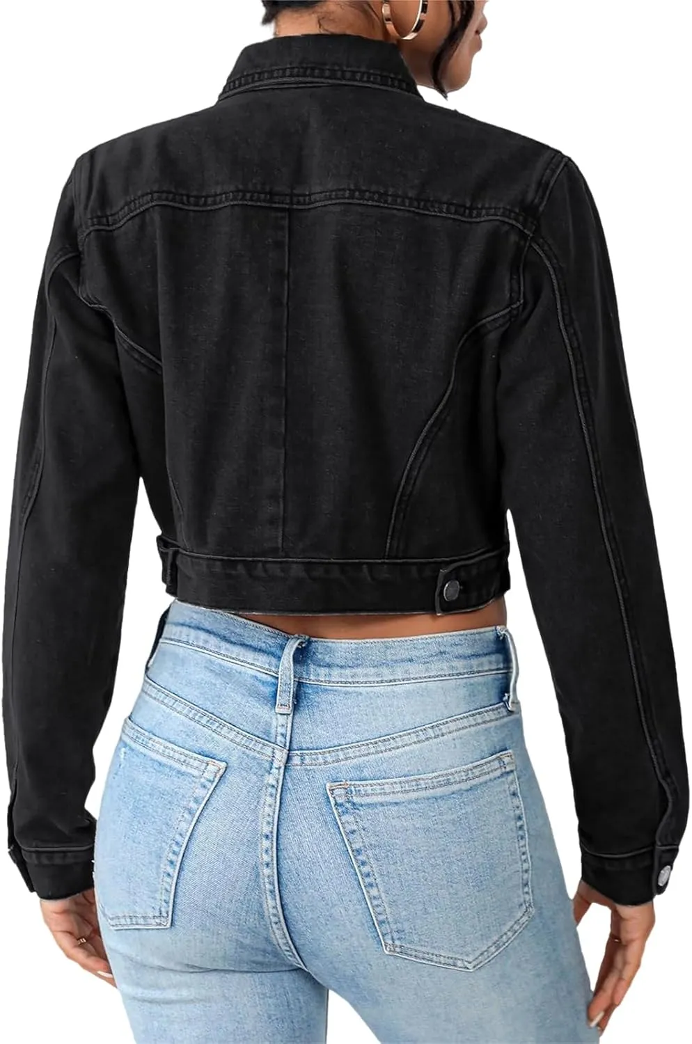 Womens Short Crop Cropped Jean Jacket - Denim for Women Trendy Crop Style, Ideal for Every Occasion