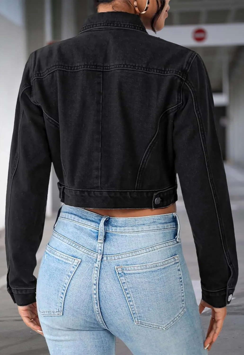 Womens Short Crop Cropped Jean Jacket - Denim for Women Trendy Crop Style, Ideal for Every Occasion