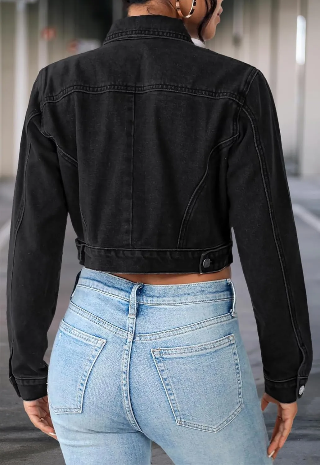 Womens Short Crop Cropped Jean Jacket - Denim for Women Trendy Crop Style, Ideal for Every Occasion